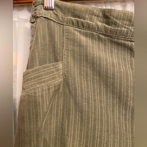 FLAX soft subtle stripe pin wale Olive pants trousers wide leg high waist Sz. M - Picture 5 of 7